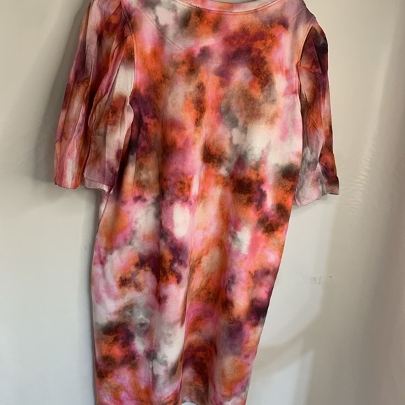 Chicos French Terry Tie-Dye Poof Sleeve Pockets Cotton Dress Shirt Sz 2 US L - Picture 6 of 6
